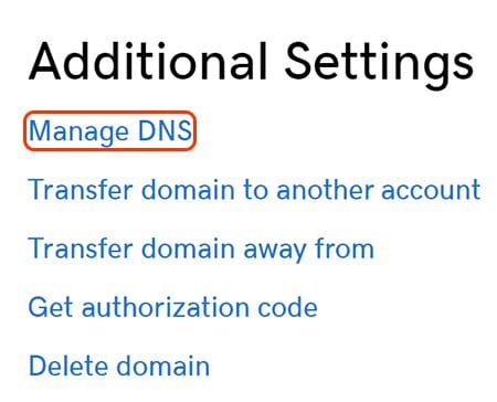 godaddy manage DNS